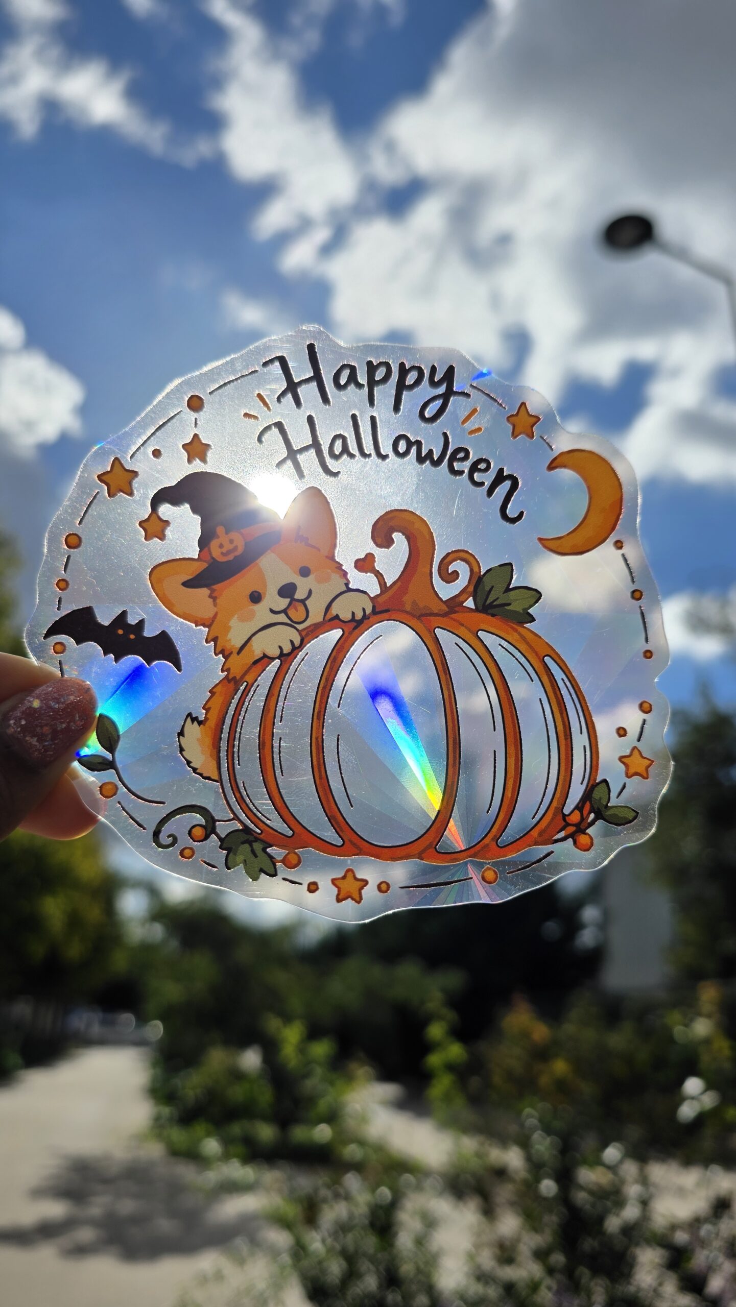 Happy Halloween — Corgi & Pumpkin Suncatcher